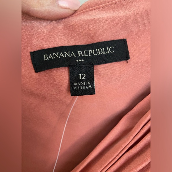 NWT Banana Republic Gorgeous One Shoulder Pleated Coral Pink Asymmetric Dress 12 - Picture 5 of 13